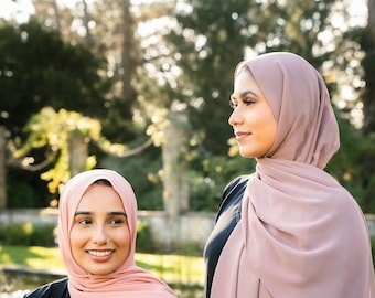 Premium hijabsjaal van chiffon | Zachte elegante maxi moslimhoofddoek | Lichtgewicht effen bescheiden sjaalomslag