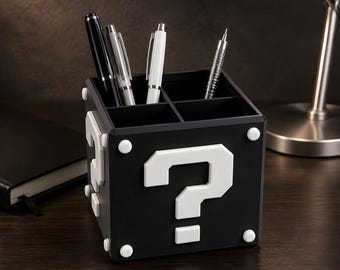 Organizador de escritorio, portalápices con forma de bloque de interrogación, decoración de habitaciones, almacenamiento para escritorio de oficina.