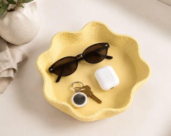 Bandeja orgánica moderna / Bol multiusos ondulado / Plato para joyas / Organizador de entrada / Decoración minimalista para el hogar.