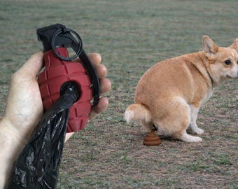 Grenade Dog Poop Bag Holder, Portable Dispenser for Leash, Funny & Practical Pet Walking Accessory.