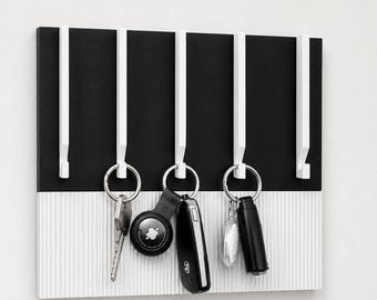 Modern Wall Key Holder | Minimalist Entryway Organizer with 5 Hooks