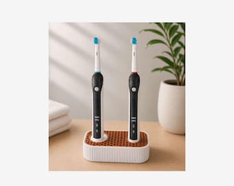 Electric Toothbrush Holder | 2 Brush Organizer, Cable Management, Minimalist Stand.