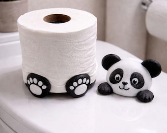 Panda Toilet Paper Holder, Fun Bathroom Decor, Organizer, PLA Material