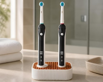Electric Toothbrush Holder | 2 Brush Organizer, Cable Management, Minimalist Stand.