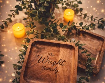 Personalized Wooden Tray | Custom Engraved Gift for Wedding, Housewarming, Anniversary | Mother's Day Gift