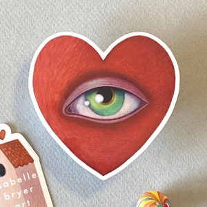 Heart Eye Vinyl Sticker - Surrealist Art