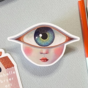 Pegatina psicodélica con diseño de ojo "Malvavisco japonés" - Vinilo brillante de alta calidad