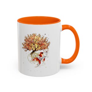 Surrealism Nature Art Mug - Abstract Tree and Koi Fish Ceramic Coffee Mug