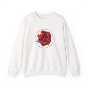 Abstract Floral Burst Sweatshirt - Vibrant Watercolor Flower Art Crewneck - Boho Botanical Graphic Pullover - Unique Artistic Gift for Her