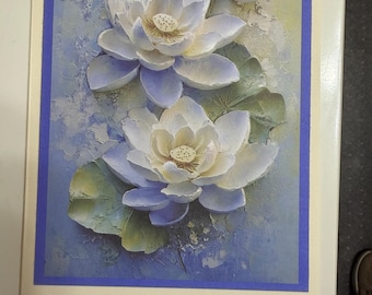 Thinking of you greeting card with purple water lilies