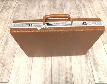 VINTAGE Porte-documents à coque rigide Samsonite Classic 100 marron avec clés