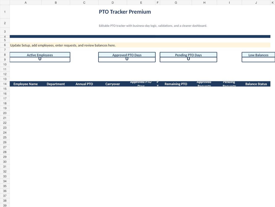 PTO Tracker Excel Template: Employee Leave Management (digital Download ...