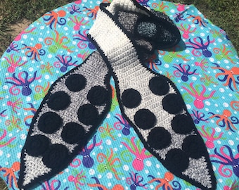 Grey, White, and Black Tentacle Scarf