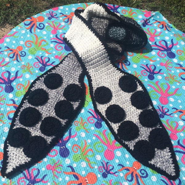 Grey, White, and Black Tentacle Scarf