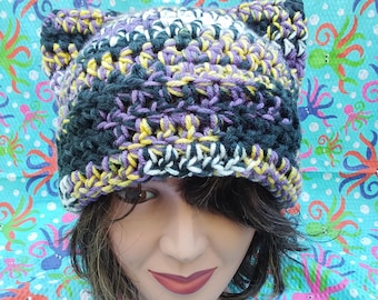 Non Binary Pride Cat Ear Beanie