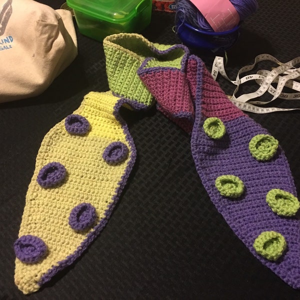 Green Yellow and Purple Tentacle Scarf