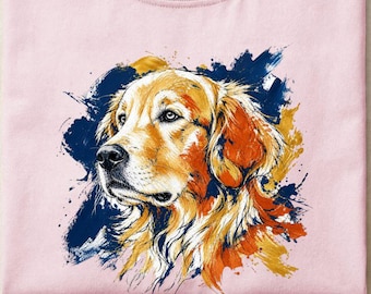 Golden Retriever Painting Shirt, Artistic Dog Portrait T-Shirt, Watercolor Golden Retriever Tee, Dog Lover Art Gift