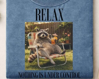 Relax Raccoon Graphic Tee, Trash Panda Comfort Colors Shirt