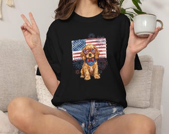 Cocker Spaniel Patriotic Shirt, American Dog Lover Tee, 4th of July Comfort Colors Shirt, USA Puppy Graphic Tee