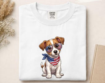 Patriotic Jack Russell Terrier Shirt, Funny 4th of July Dog Tee, Cute American Puppy Graphic T-Shirt Gift