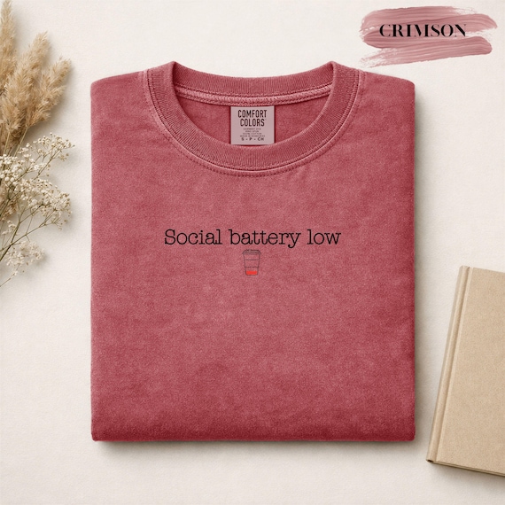 Social Battery Low Shirt, Introvert Coffee Tee, Funny Social Anxiety Shirt, Anti Social Aesthetic T-Shirt for Women