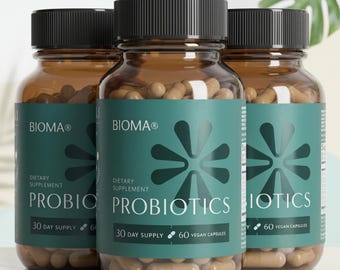 BIOMA Probiotics - Digestive Probiotic for Constipation, Bloating, Gas Relief & Gut Balance-100%Vegan, Gluten Free (60 Capsules)