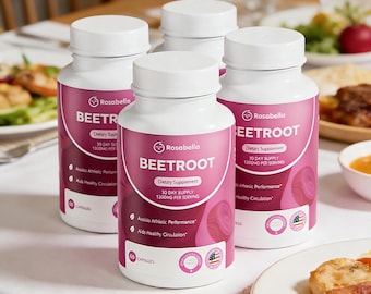 4 Bottles Rosabella Organic Beetroot Capsules (240 Capsules), Enhance Blood circulation,Immunity,Energy,Endurance,Packing & Stamina