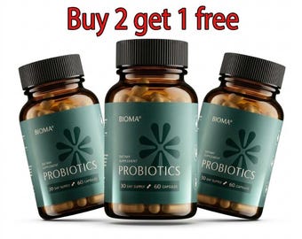 Buy 2 get 1 free BIOMA Probiotics - Digestive Probiotic for Constipation,Bloating,Gas Relief & Gut Balance-100%Vegan,Gluten Free (180 Count)