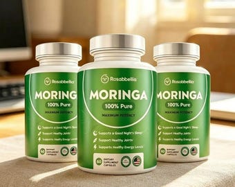 Rosabella Moringa Capsules for Immunity, Energy, Joint Health, Balance, Sleep and Detox - All Natural Supplement for overall health