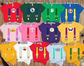Personalized Super Mario Costume Shirt, Super Mario Friends Costume Tee, Birthday Party Tee, Mario Luigi Princess Peach Shirt
