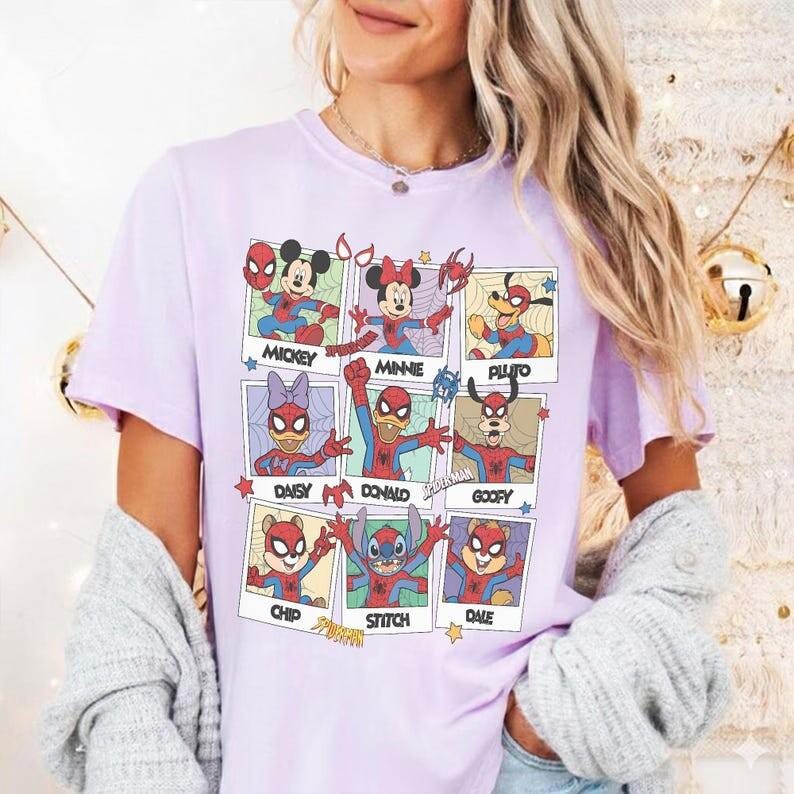 Vintage Disneyland Mickey & Friends Spider Man Cosplay Picture Shirt, Mcu Supper Heroes Tee, Mcu Comics Book, MCU fans Gifts,WDW Trip 2026 image 4