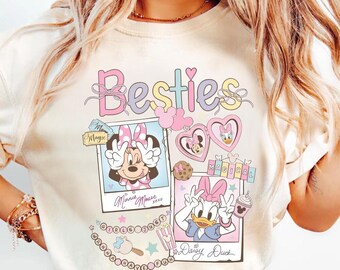 Disneyland Besties Minnie Mouse Daisy Duck Shirt, My Bestie T-Shirt, Dissneyland Coquette Bow Shirt, Best Friends Disneyland Tee