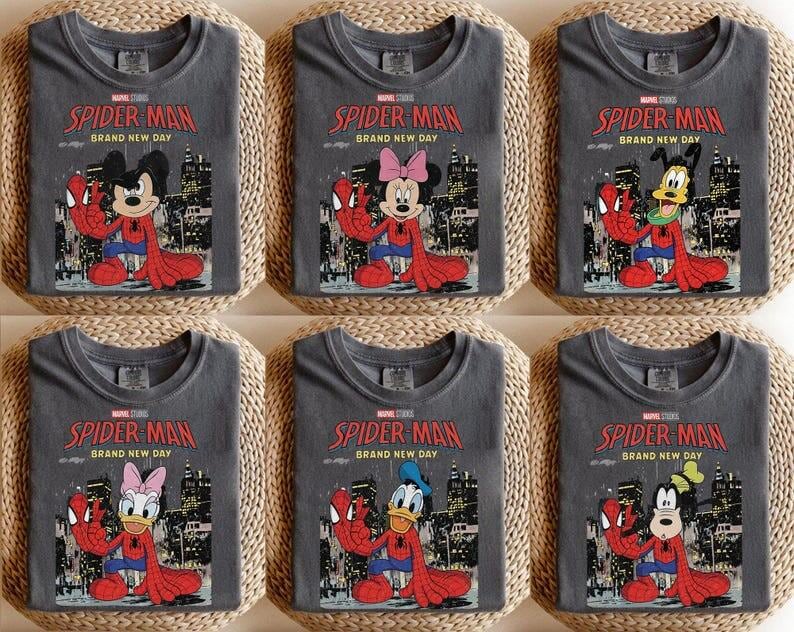 Personalized Vintage Disneyland Spider-Man Brand New Day T-Shirt,Mickey & Friends Shirt,Spiderman MCU Tshirt Tee, Disneyland Spider Kids Tee zdjęcie 1