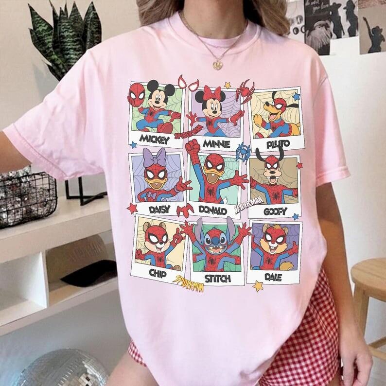 Vintage Disneyland Mickey & Friends Spider Man Cosplay Picture Shirt, Mcu Supper Heroes Tee, Mcu Comics Book, MCU fans Gifts,WDW Trip 2026 image 3