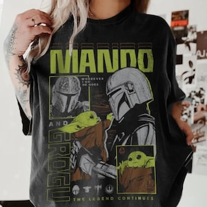 Mando The Mandalorian Grogu Comfort Color Shirt, Baby Yoda Shirt, May the 4th Be With You, Disneyland Trip Shirt 2026 image 1