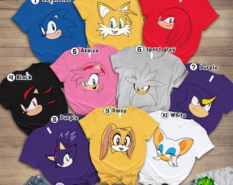 Sonic The Hedgehog Matching Shirt, Tails Knuckles Shadow Amy Rose Tee, Retro Gamer Shirt, Sonic Character Graphic Tee, Sonic Fan Gift