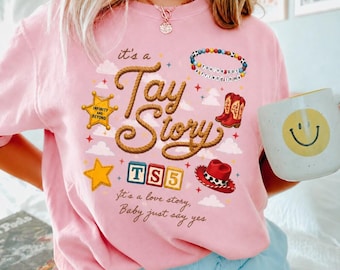 Camiseta "Es una historia de Tay", Camiseta TS 5, Camiseta "Lo sabía, te conocía" Swift, Camiseta "Es una historia de amor, nena, solo di que sí", Camiseta Toy Story 5