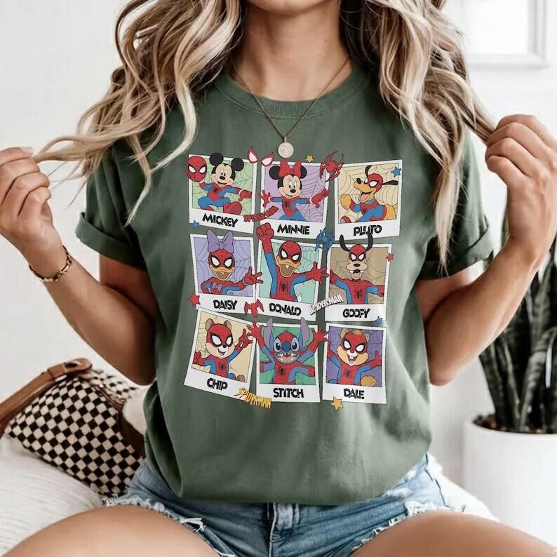 Vintage Disneyland Mickey & Friends Spider Man Cosplay Picture Shirt, Mcu Supper Heroes Tee, Mcu Comics Book, MCU fans Gifts,WDW Trip 2026 image 5