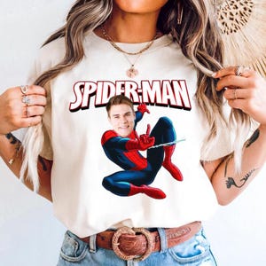 Custom Face Spider-Man Shirt: Personalized Birthday Gift for Boys Kids Boyfriend Party Superhero Tee image 3