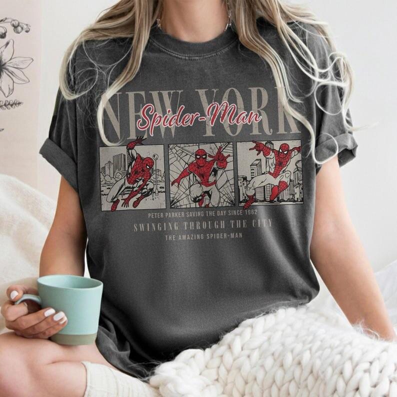 Comfort Colors Vintage Spider-Man Brand New Day T-Shirt: Spiderman Superhero shirt, Tom Holland Spidey Tee, MCU Avengers Spiderman Shirt Tee 画像 1