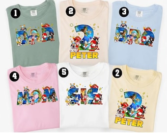 Personalization Super Sonic Birthday Shirt | Sonic the Hedgehog Lovers Shirt | Sonic the Hedgehog Theme Party Shirt | Video Series Game Shir