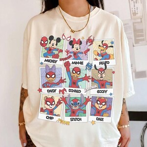 Vintage Disneyland Mickey & Friends Spider Man Cosplay Picture Shirt, Mcu Supper Heroes Tee, Mcu Comics Book, MCU fans Gifts,WDW Trip 2026 image 2