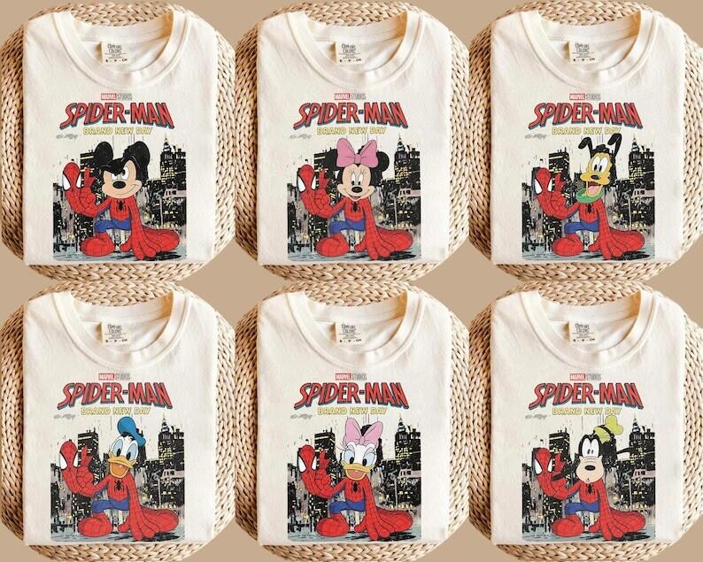 Personalized Vintage Disneyland Spider-Man Brand New Day T-Shirt,Mickey & Friends Shirt,Spiderman MCU Tshirt Tee, Disneyland Spider Kids Tee zdjęcie 2