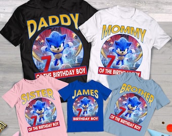 Custom Sonic Birthday Shirt, Sonic Birthday T-shirt, Sonic Hedgehog Birthday Boy Shirt, Sonic Family Birthday Shirt