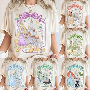 Coquette Bow Disneyland Princess Vintage Shirt, Belle Ariel Elsa Cinderella, Magic Kingdom Magical Castle Tee, Disneytrip Girl Gift image 1