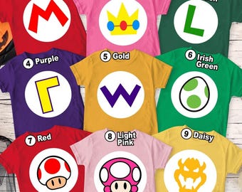 Super Mario Costume Matching Shirt, Super Mario Characters Matching Shirt, Mario Bros Birthday Party, Super Daddy, Super Mommy Shirt