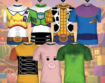 Woody Jessie Buzz Lightyear 3D Costume Shirt, Toy Story Cosplay Costume Shirt, Toy Story Characters Cosplay Tee,Halloween All Over Print Tee