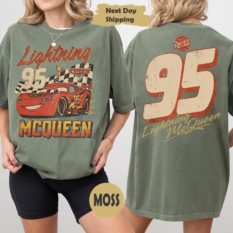 Vintage Lightning McQueen Comfort Colors Shirt,Disneyland Pixar Cars Shirt,Retro McQueen Graphic Tee,Disneyfamily Vacation Trip Shirt 2026 image 3