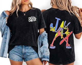 The Amazing Digital Circus, Jax Mineral Washed Shirt, TADC Characters Tee, Circus Fan Gift, Birthday Shirt for Boy Girl Cartoon Lover Gift