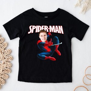Custom Face Spider-Man Shirt: Personalized Birthday Gift for Boys Kids Boyfriend Party Superhero Tee image 5